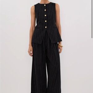 DISSH Black Pinstripe vest and pants set